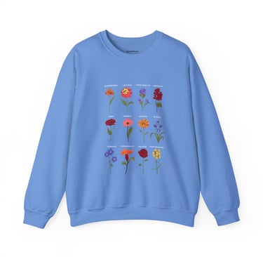 Sweatshirt with botanical images.