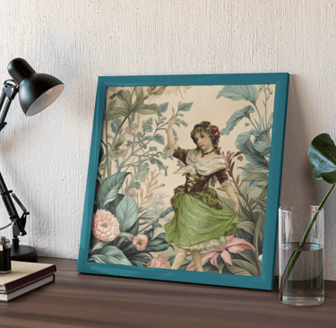victorian inspired fairy in garden