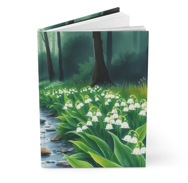 Lily of the valley flower bed in the forest.