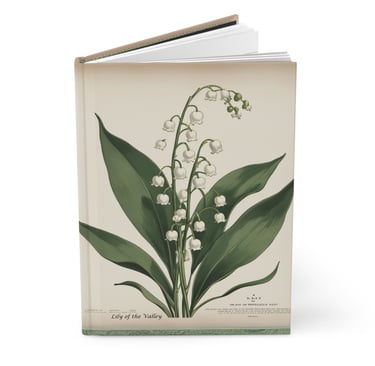 Victorian-inspired botanical hard cover journal of Lily of the Valley