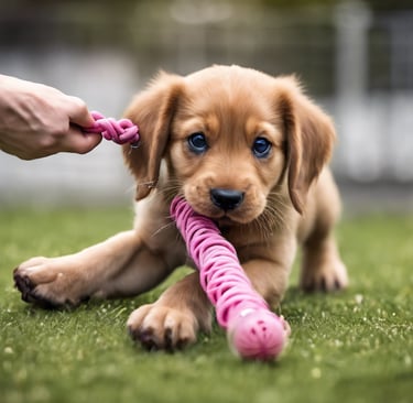 puppy playing with toy