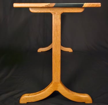 Solid Oak and Black Epoxy Desk side ground view
