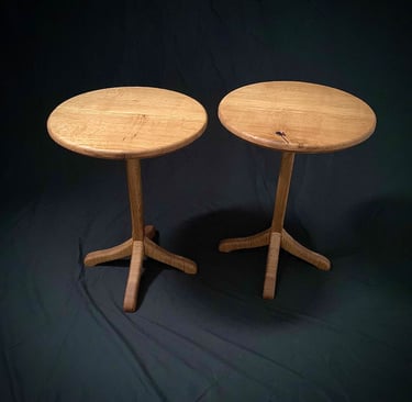 White Oak Pair End Tables front view