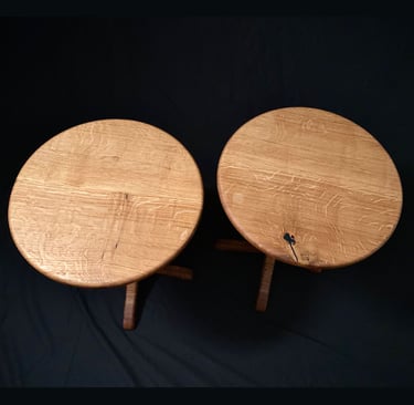 White Oak Pair End Tables top view