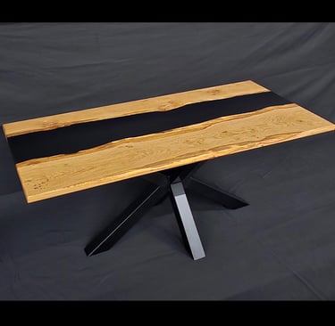 White Oak Resin Table top angle view