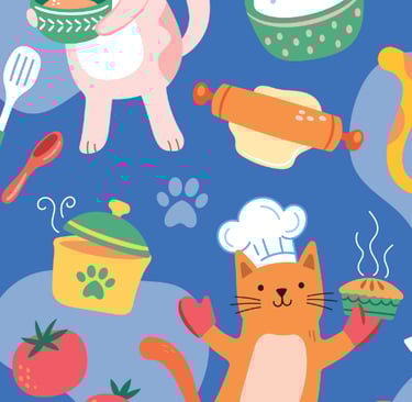 Cooking cats childrens print pattern
