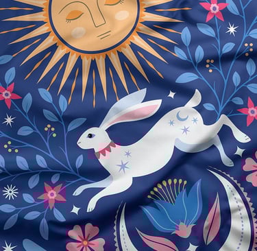 mystical celestial fabric design