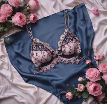 Softly lit boutique interior showcasing elegant lingerie displays with warm, inviting tones.