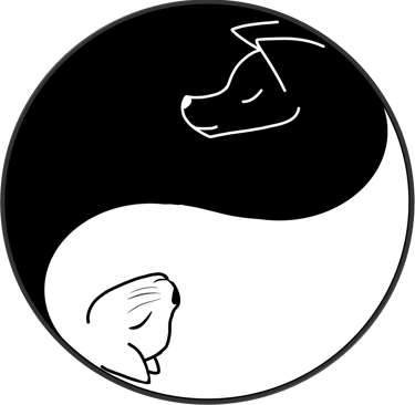 Yin Yang symbol with cat and dog profile