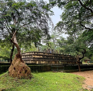 Vestiges de la salle du conseil du site archéologique de Polonnaruwa