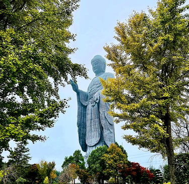 Statue d’Ushiku Daibutsu depuis le parc