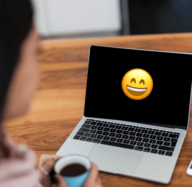 An open laptop depicting a video call