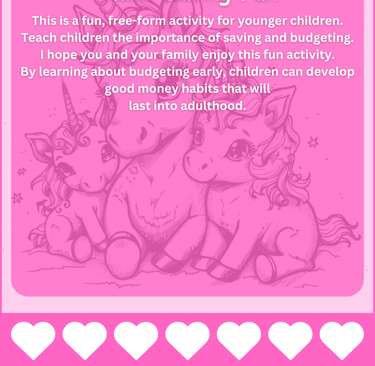 An image of a savings challenge for children in pink and white.