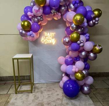 Decoración de globos baby shower