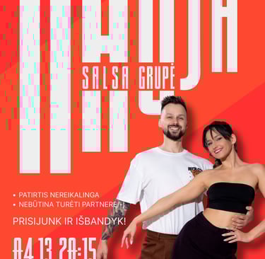 nauja salsa grupe pradedantiesiems, sokiu pamokos Kaune, sakiai Kaune, sokiai poroms ir po viena