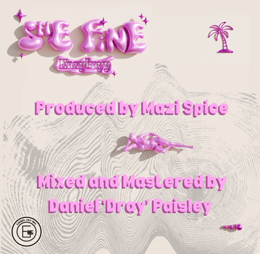 a pink and white poster with a pink and purple background