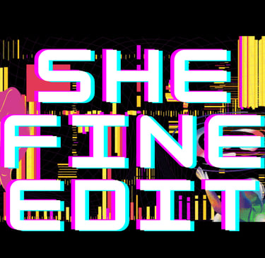 a woman in a pink shirt and a black shirt with the words she's
