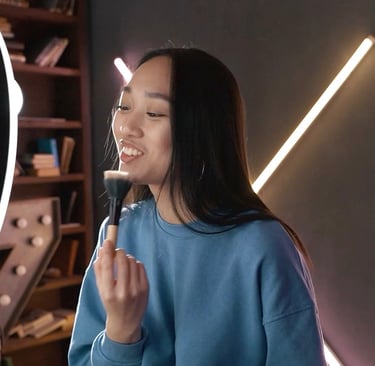 A person creating social media video content
