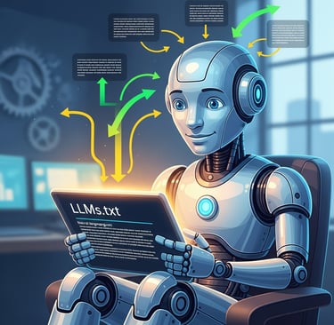 llms.txt image with AI robot