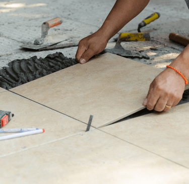carrelage en cours de pose