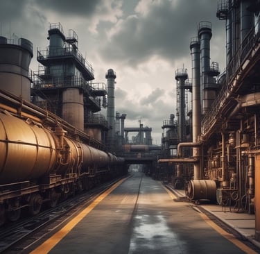 a factory with smoke coming out of it's stacks