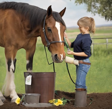 a white horse with a black bridle and a white horse