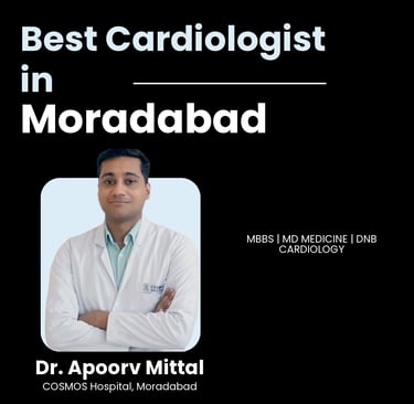 Flyer showing Dr. Apoorv Mittal as Best Cardiologist in Moradabad.