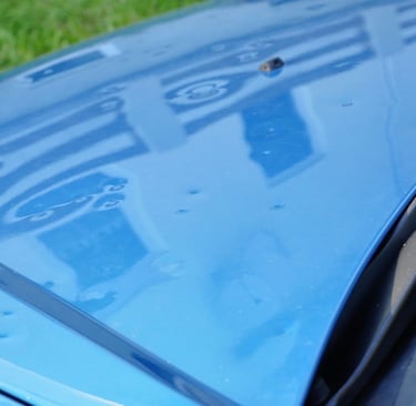 Hail damage to a car