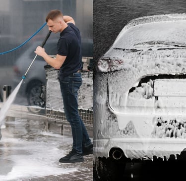 Washing a car outside vs covered