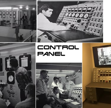 A collage of a nuclear reactor's control panel photos