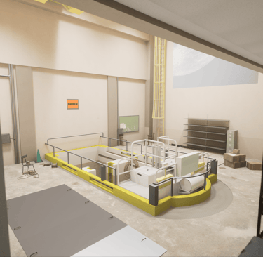 Nuclear reactor floor showing the reactor pool