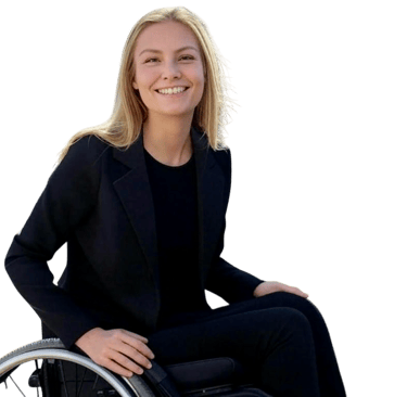 a woman in a wheelchair with a wheelchair