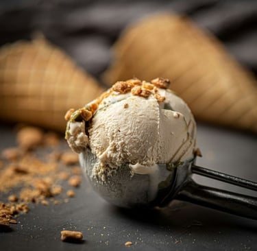 maple walnut ice cream in a scoop 