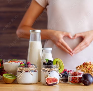 Healthy gut with Iranian organic butter, milk, nuts, fruits, and cream for immune boost and digestion