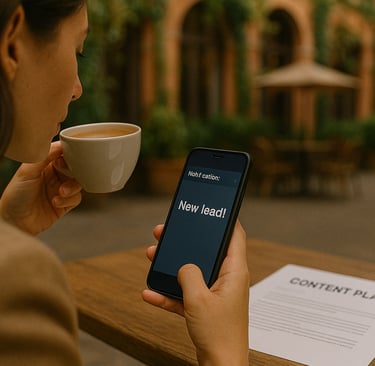 woman staring at phone