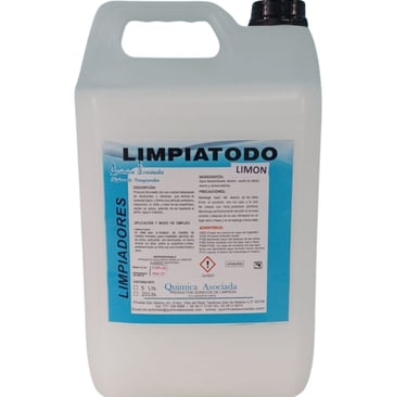 Limpiatodo Limon 5-liter industrial all-purpose cleaner bottle for multi-surface sanitizing and hygiene.