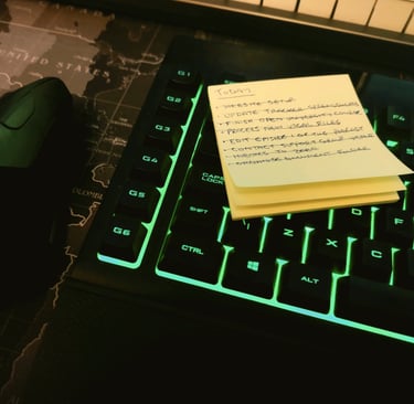 Completed tasks post-it note on keyboard - Sessionz Services