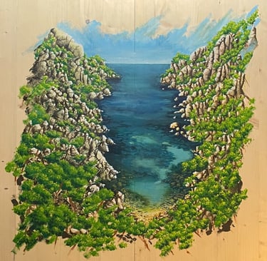 une peinture des calanques de Marseille