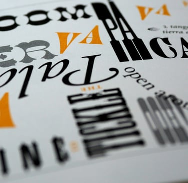 a book opened to show a book with type on it