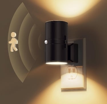 a light that is on a wall that is motion and voice activated