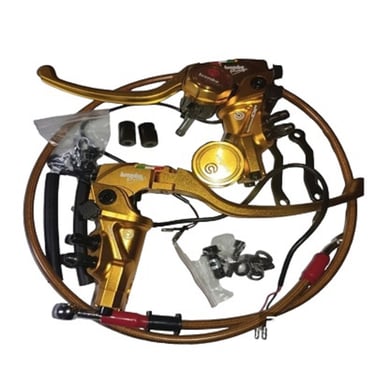 a gold colored brake levered levered levered levered levered levered