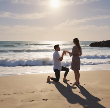 Demande en mariage sur la plage, symbole de pourquoi se marier commence avant le jour J