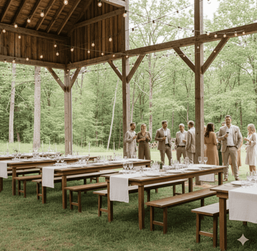 Salle simple et guirlandes, astuce pour comment organiser un mariage petit budget