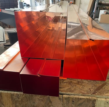 Copper downspout detail showing clean professional finish