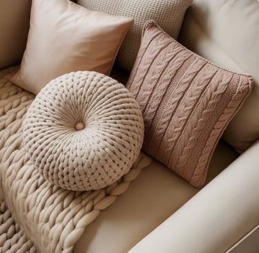 a couch with pillows and pillows on it