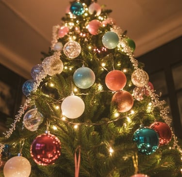 a christmas tree with ornaments and ornaments on it