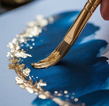 a person holding a brush and painting a picture