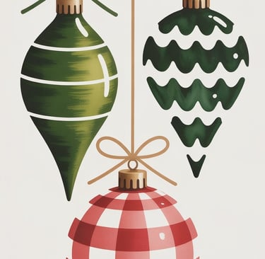 a christmas ornament of ornaments hanging from a string