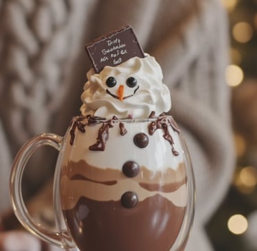 a cup of coffee with a snowman on top of it