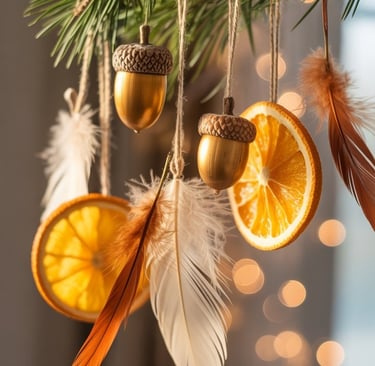 a christmas tree with oranges and nuts